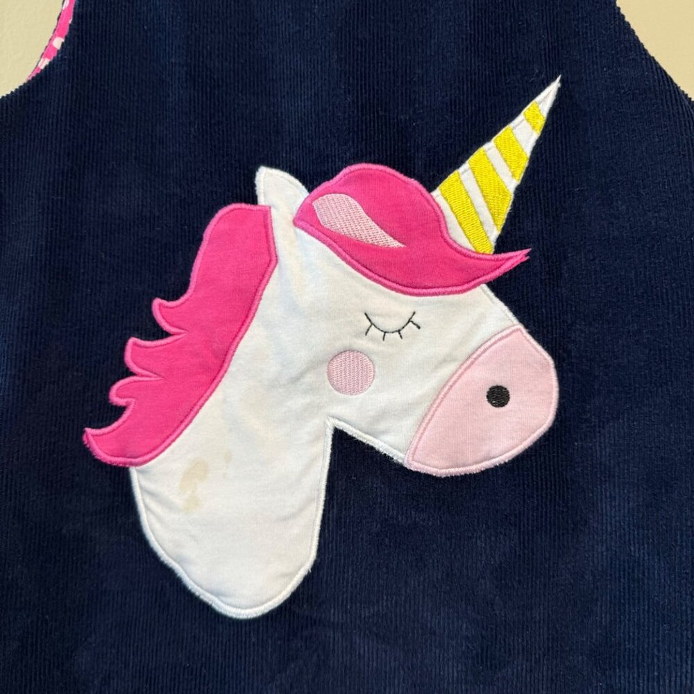 KORANGO Australia Unicorn Corduroy Pinafore Dress Set Girls 6 Pink Pointelle Top - Picture 3 of 15